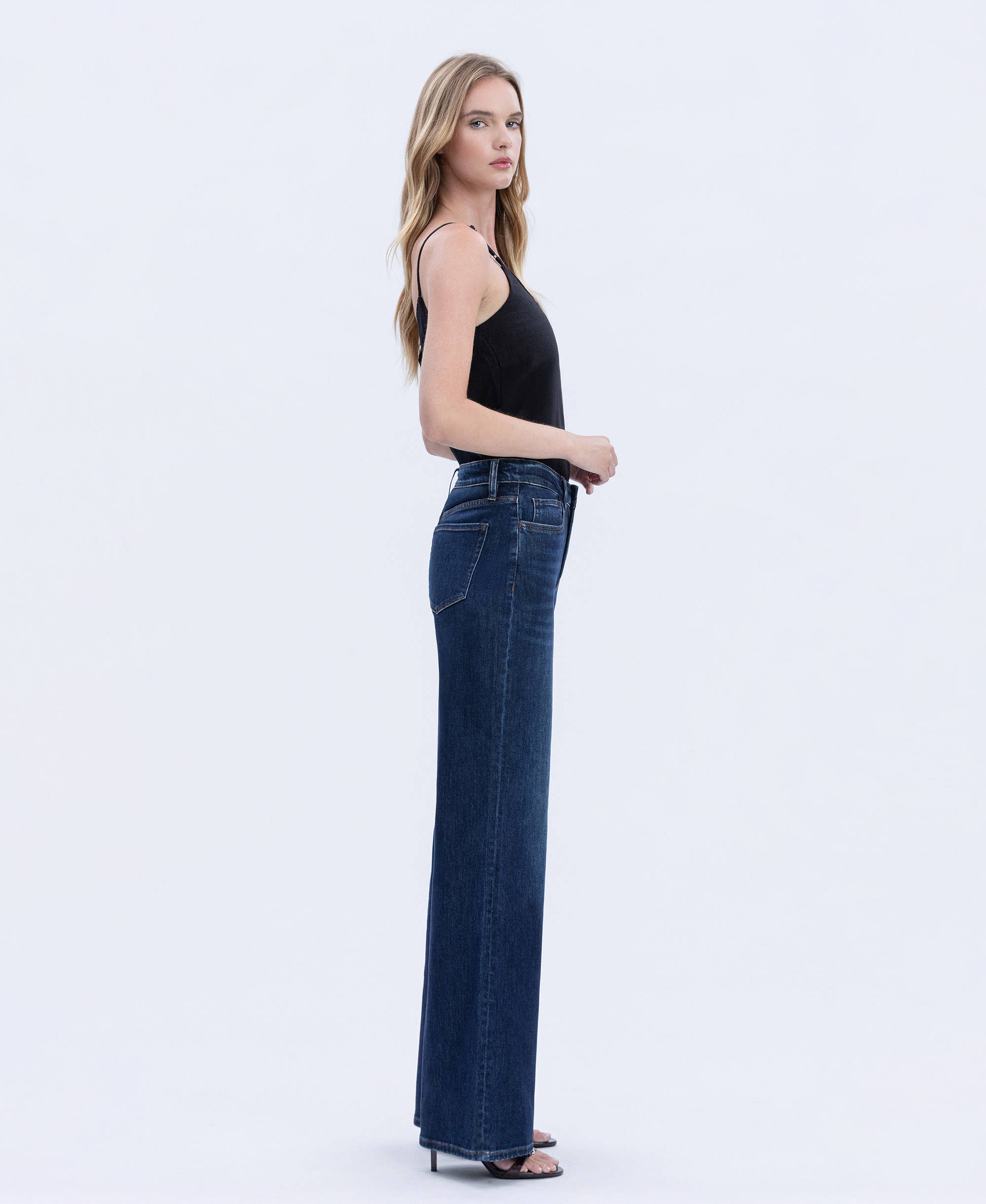 Vervet SUPER HIGH RISE FULL LENGTH DARK WASH WIDE JEANS