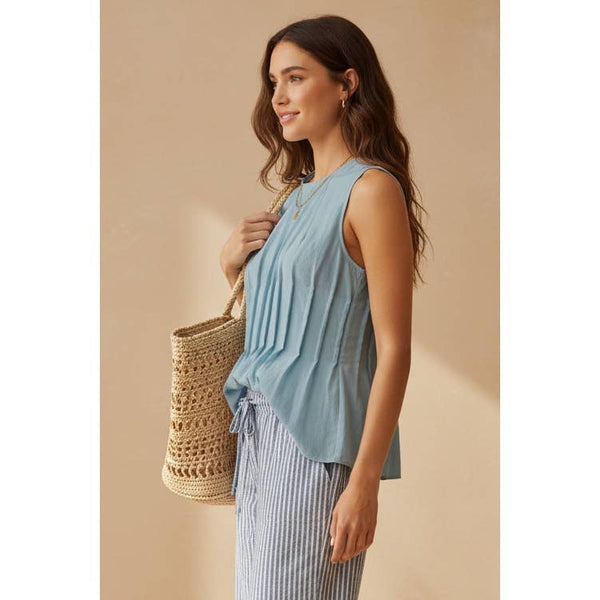 Pleated Peplum Sleeveless Top