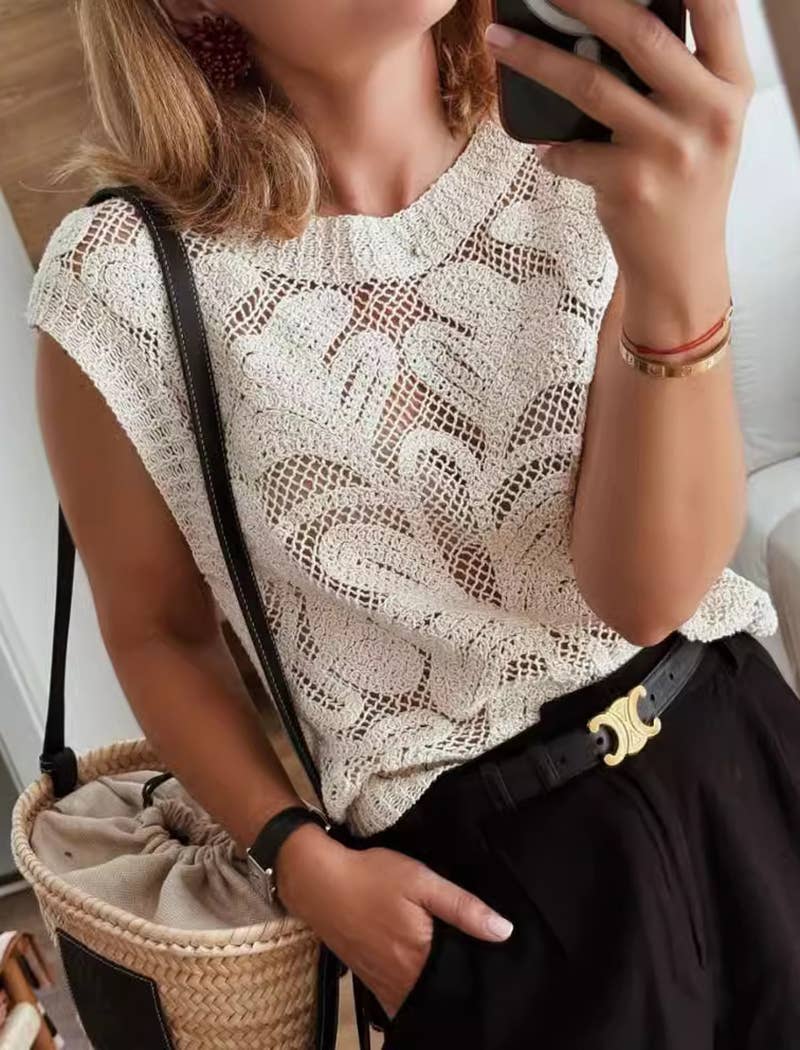 Sleeveless Crochet Knit Tank