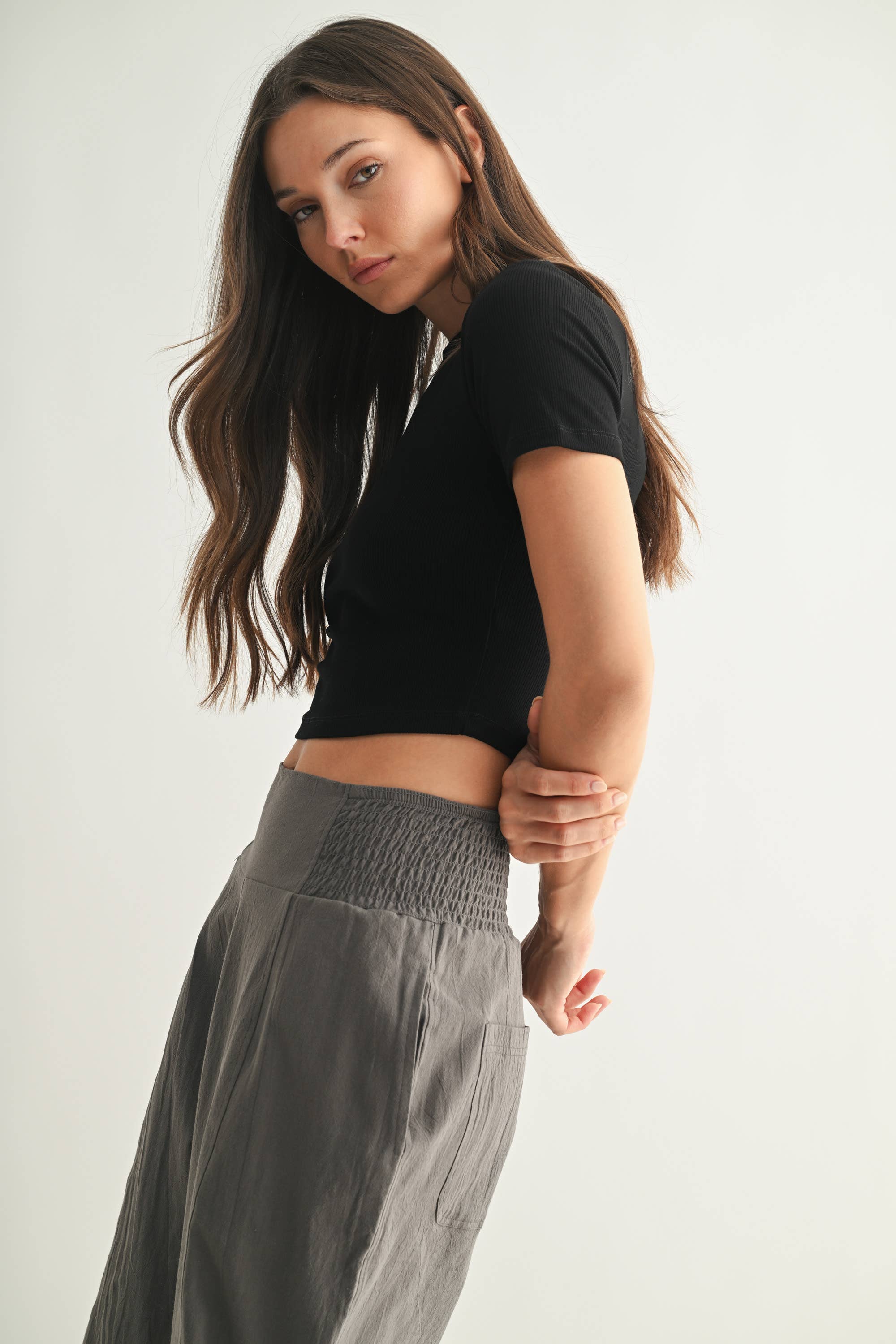 Essential Micro-Ribbed Athleisure Baby Tee