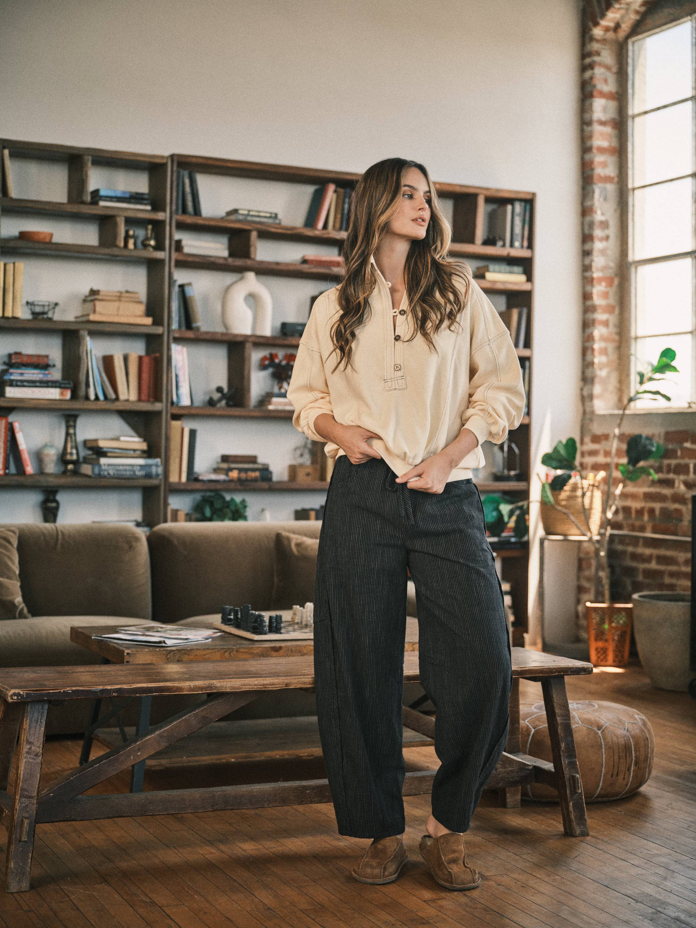 Cozy French Terry Mock Neck Sweatshirt
