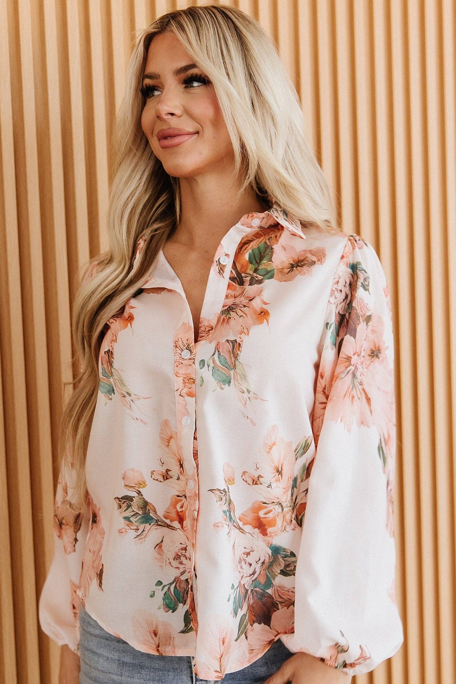 Elarae Floral Puff Sleeve Blouse