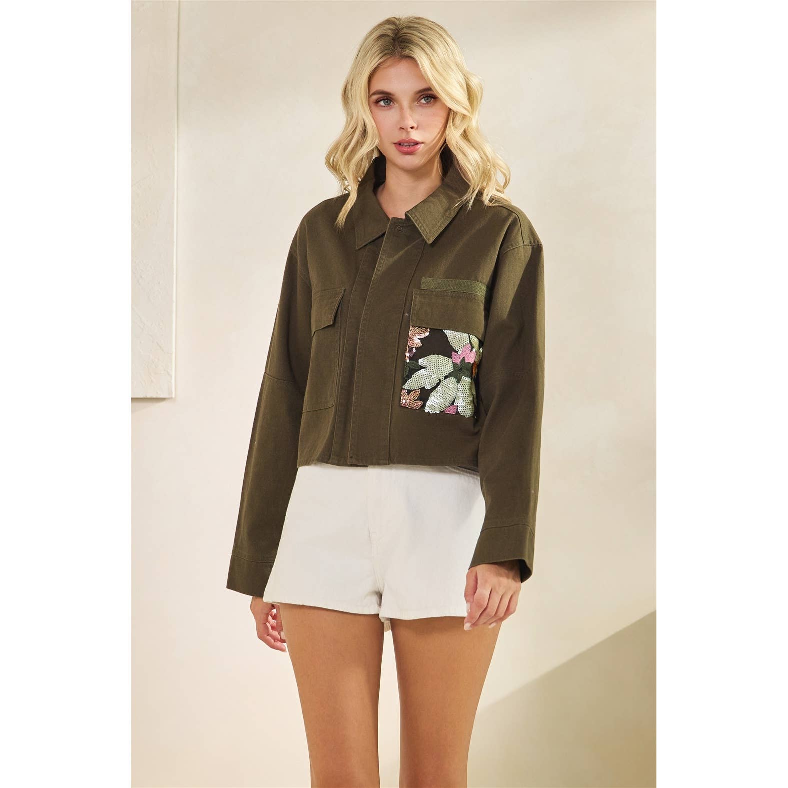 Vervet - Flower Sequins Contrast Jacket