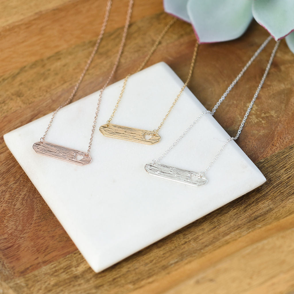 Open Heart Bar Pendant Necklace