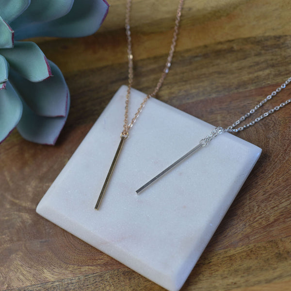 Long Bar Pendant Necklace