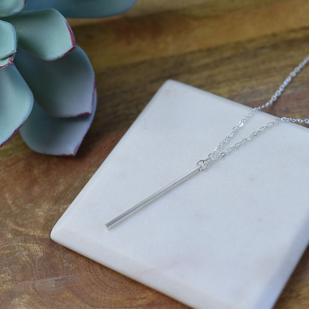 Long Bar Pendant Necklace