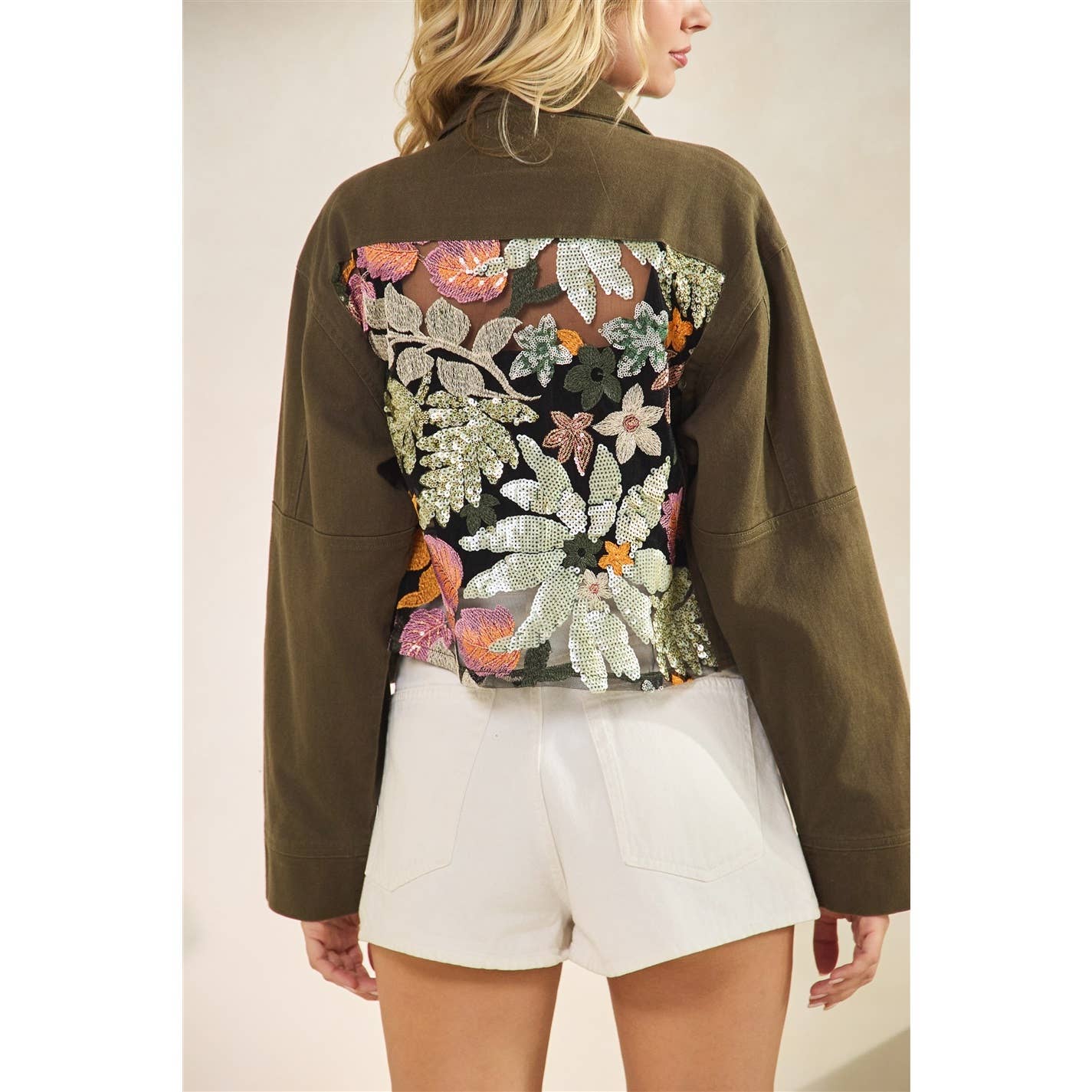 Vervet - Flower Sequins Contrast Jacket