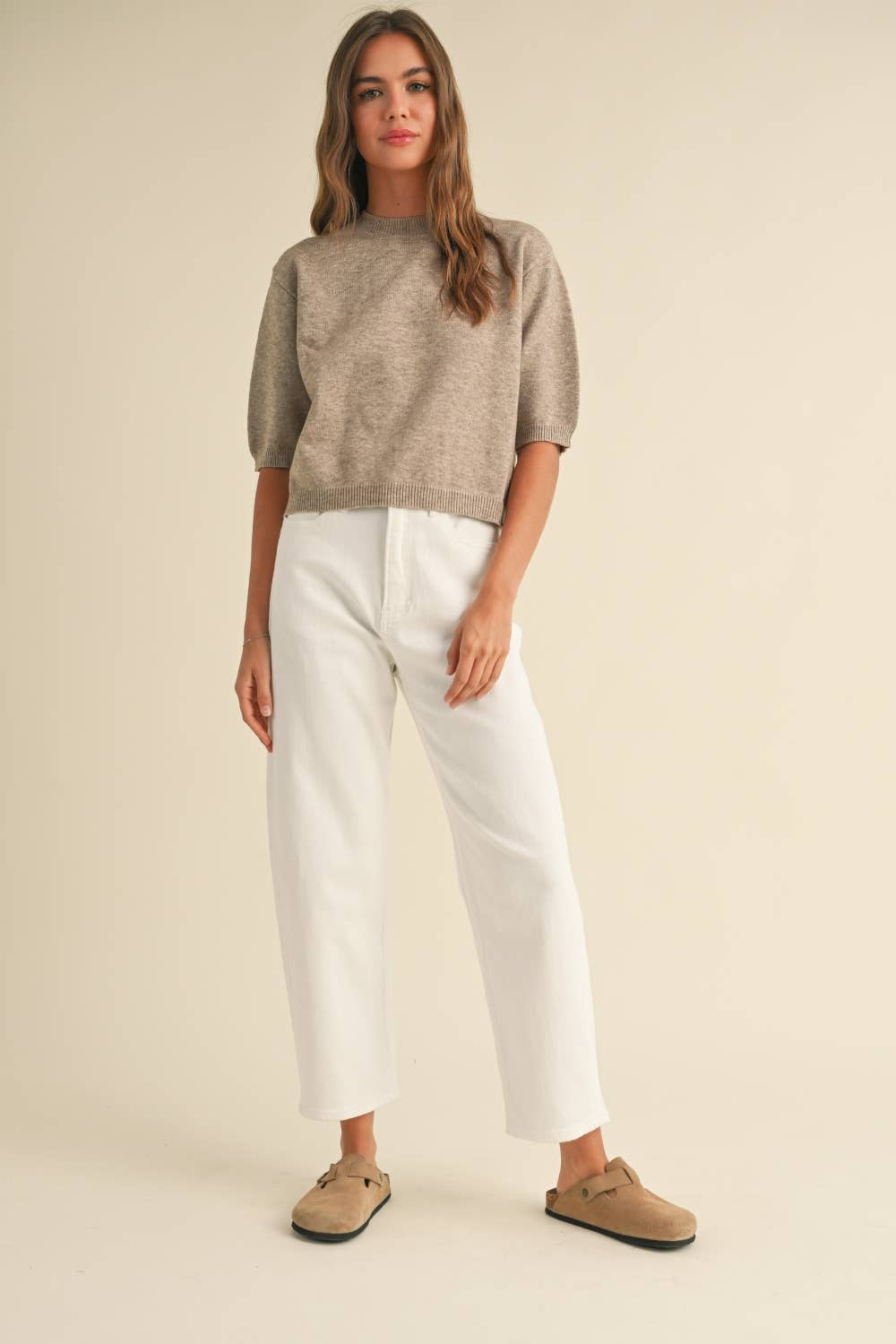 Classic ribbed - SHORT SLEEVE SWEATER TOP