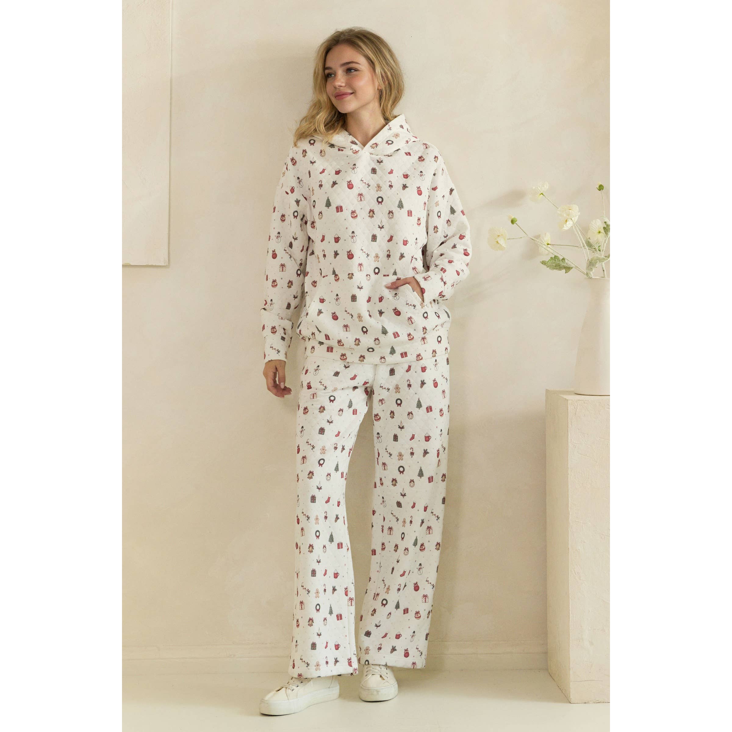 Cozy Holiday Print Lounge Hoodie