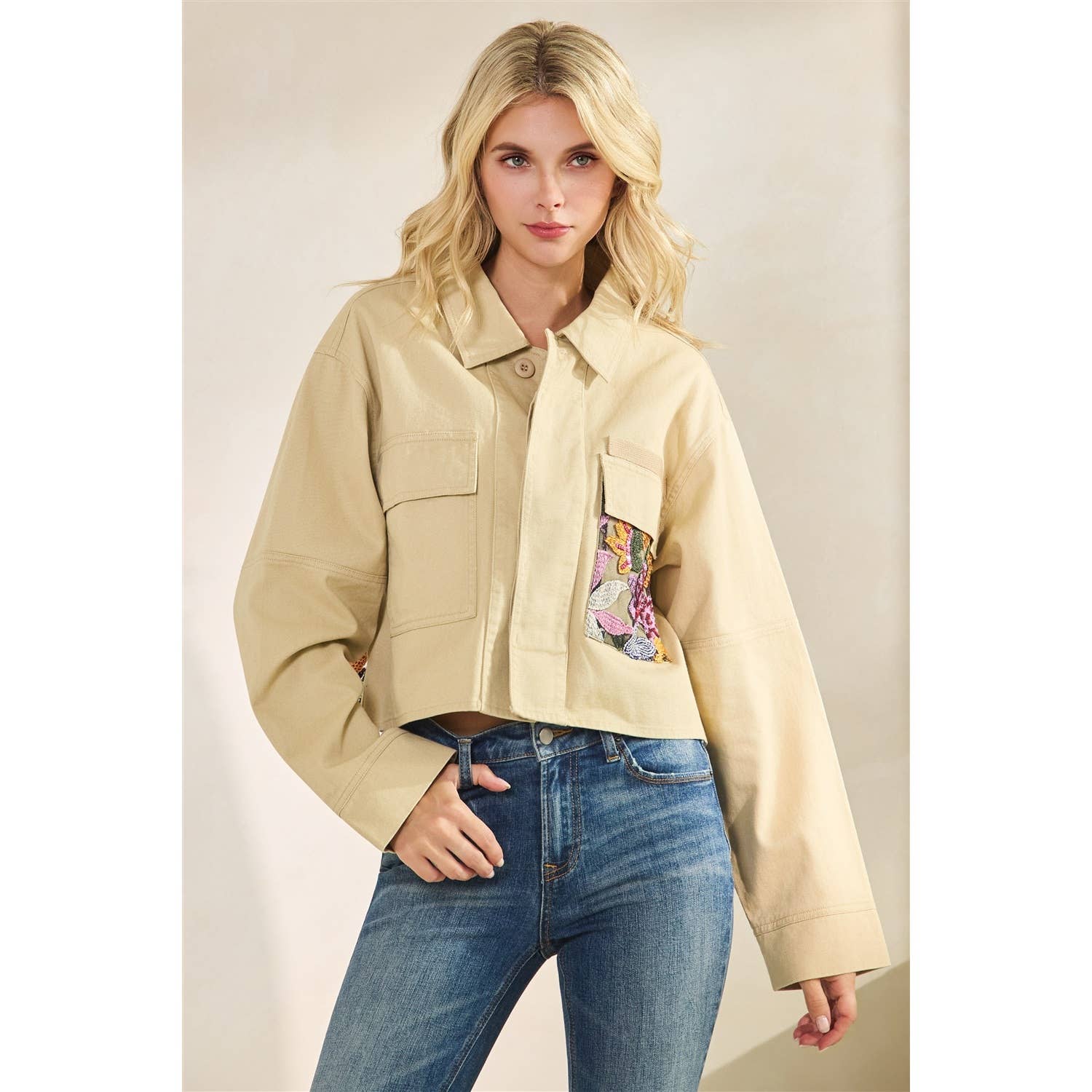 Vervet - Flower Sequins Contrast Jacket