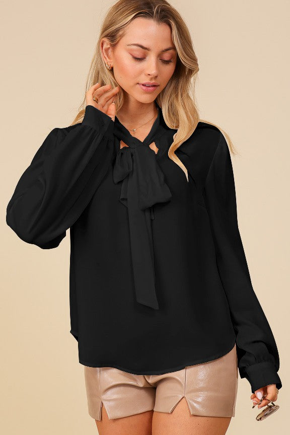 Necktie Chiffon Blouse