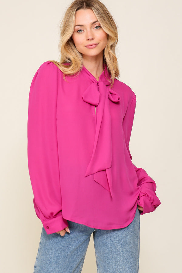 Necktie Chiffon Blouse