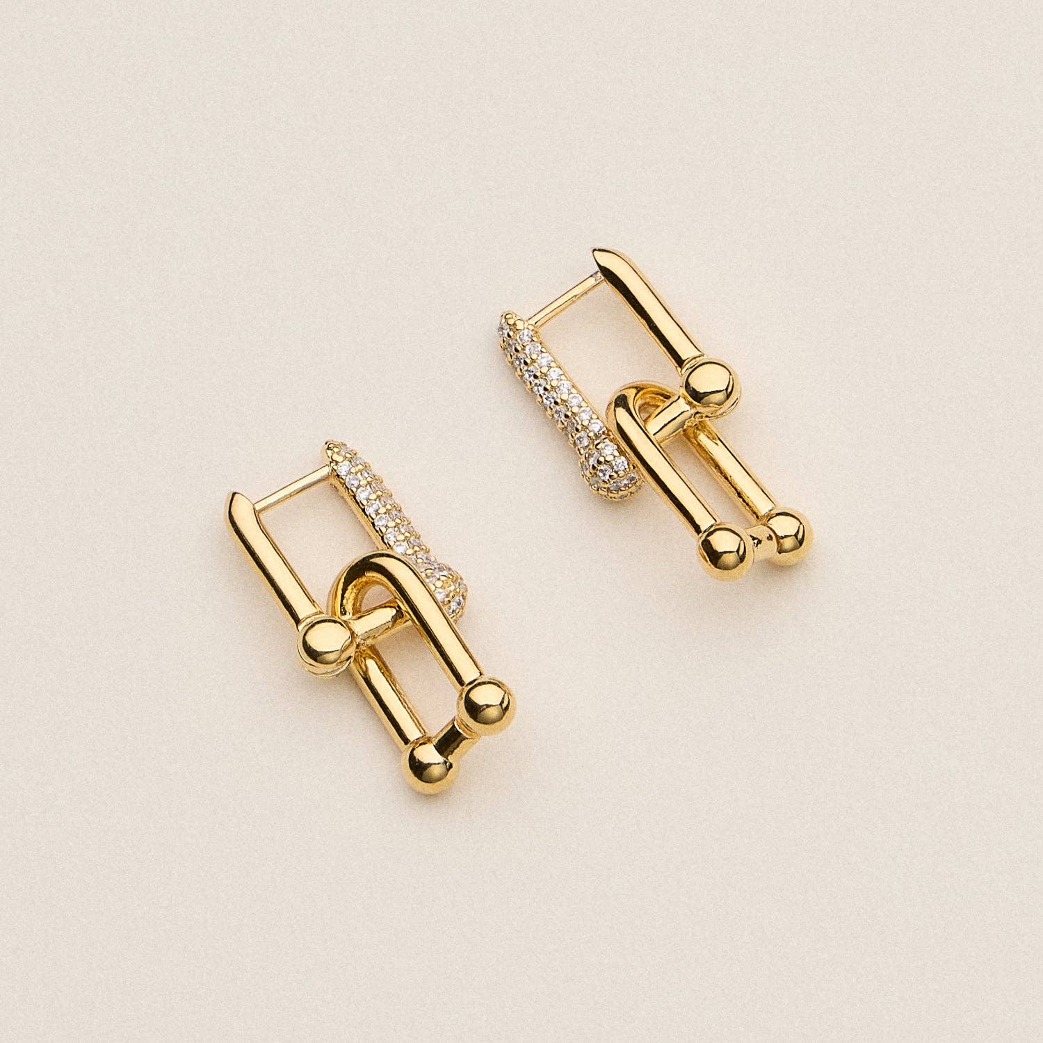 18K Gold-Dipped Crystal Lock Stud | Earrings