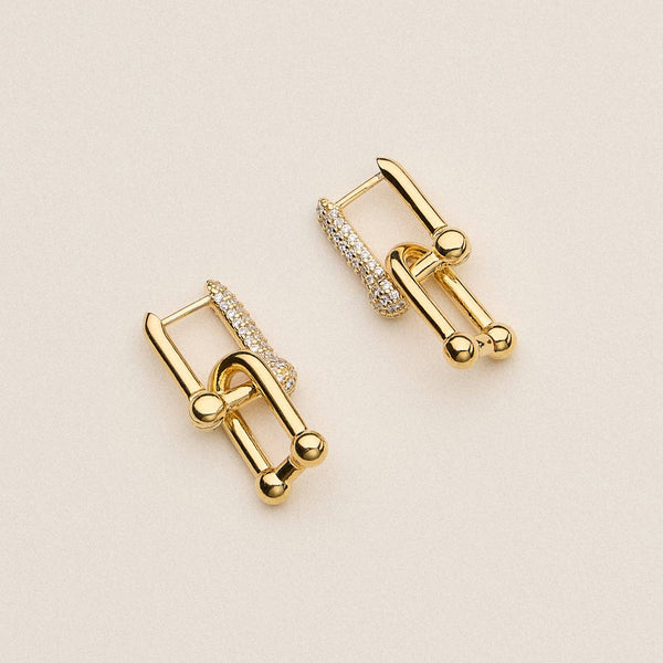 18K Gold-Dipped Crystal Lock Stud | Earrings
