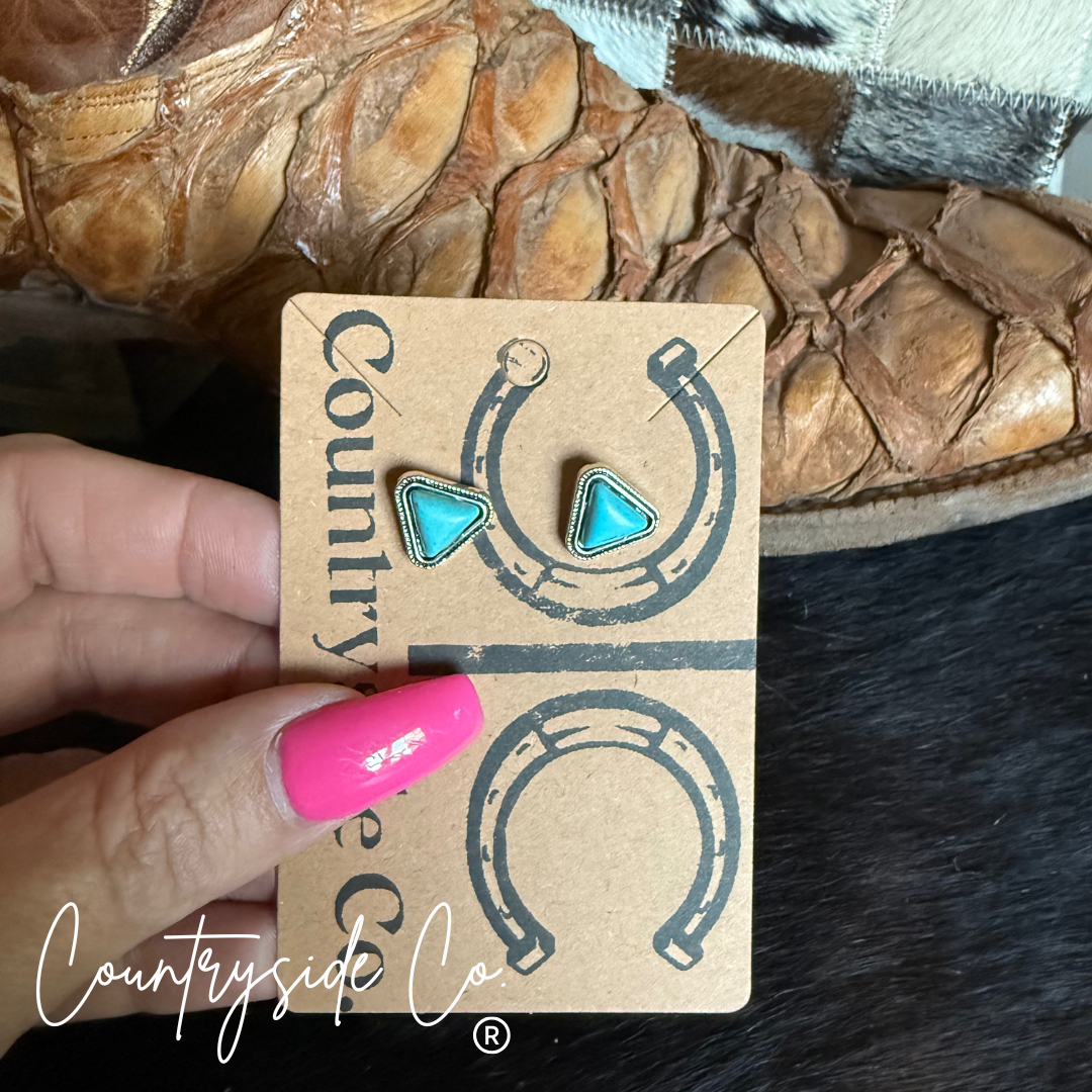 Turquoise Stud Triangle Earrings