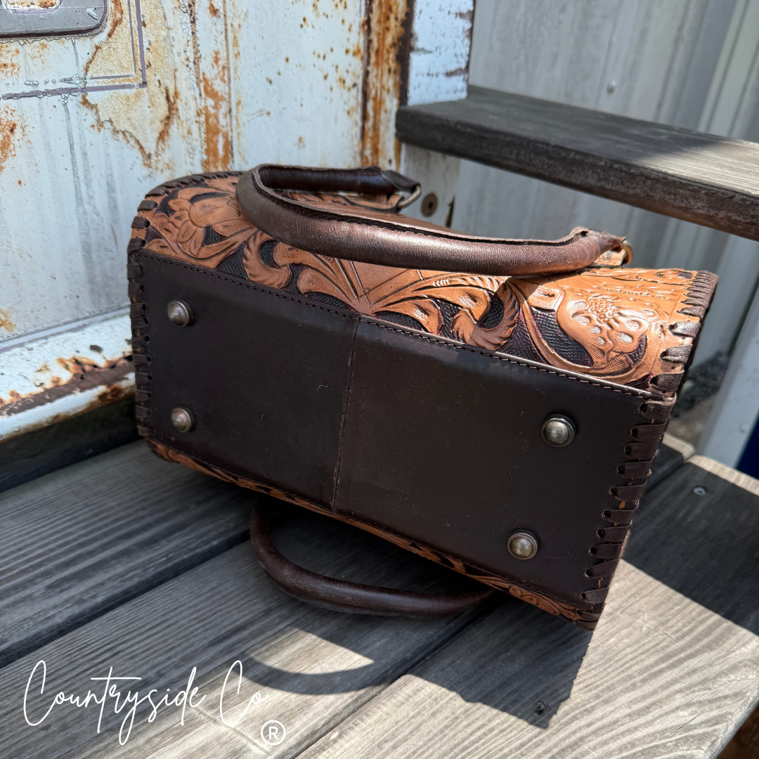 Vanderbilt Tooled Leather and Pearls Speedy Bag