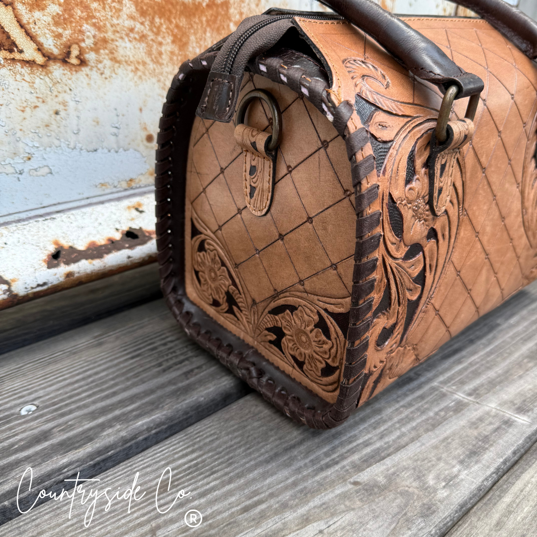 Saddlebrook Tooled Leather Speedy Bag