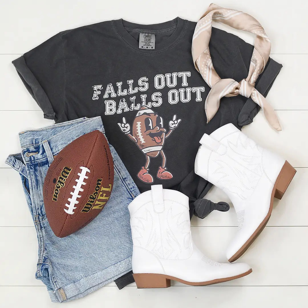 PRE-ORDER - Falls Out Balls Out Funny Graphic Tee, Game Day, Football