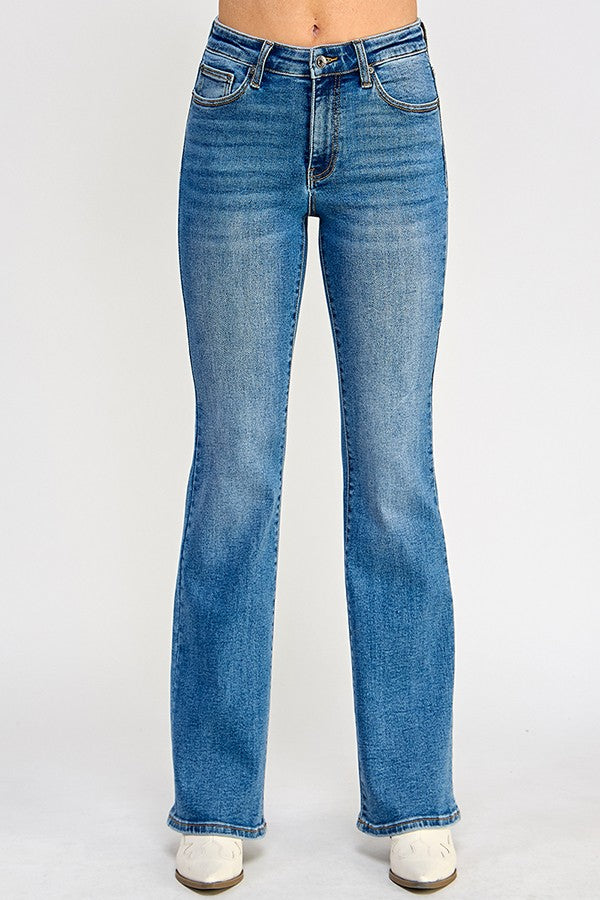 Saige - Tummy Control Mid Rise Skinny Bootcut