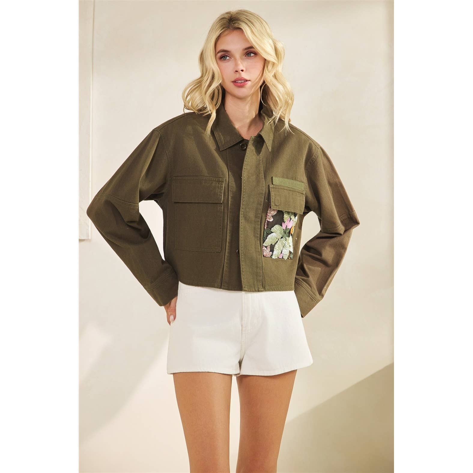 Vervet - Flower Sequins Contrast Jacket