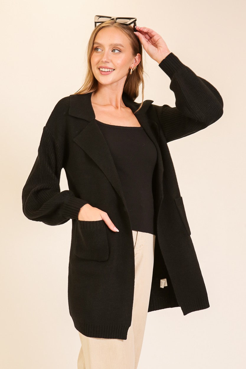 Knit Blazer-style Cardigan