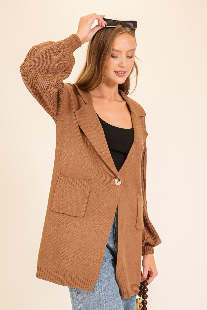 Knit Blazer-style Cardigan
