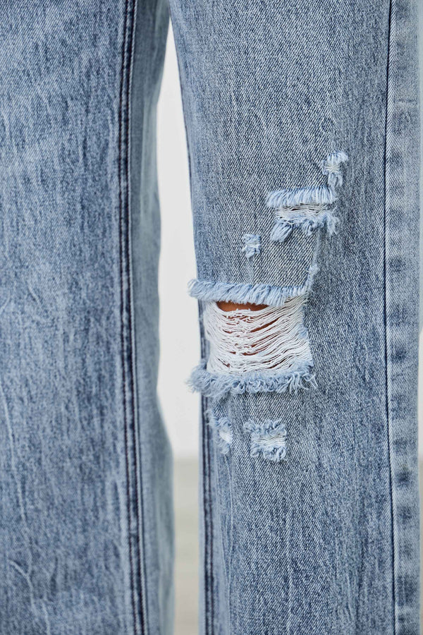 Saige Mid Rise Relaxed Straight with Destroy