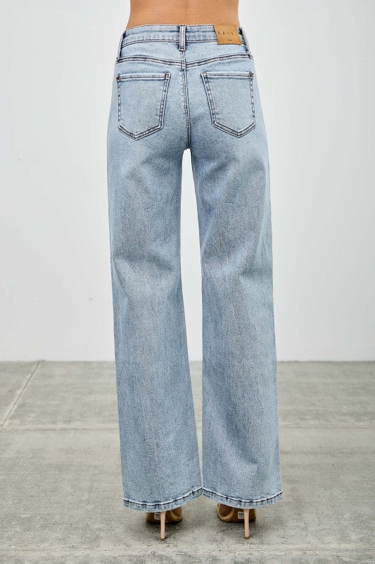 Saige - Mid Rise Relaxed Straight with Destory