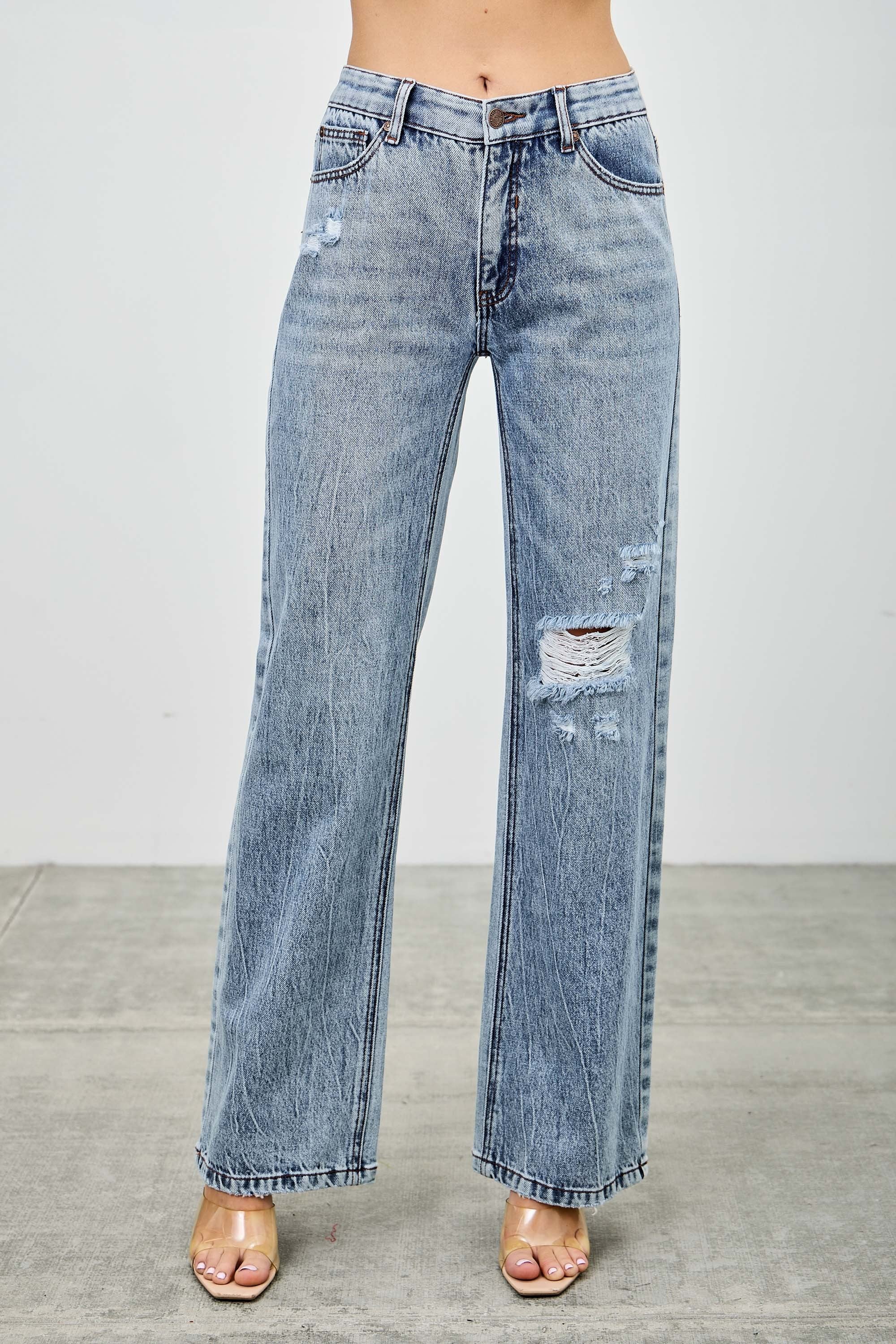 Saige - Mid Rise Relaxed Straight with Destory