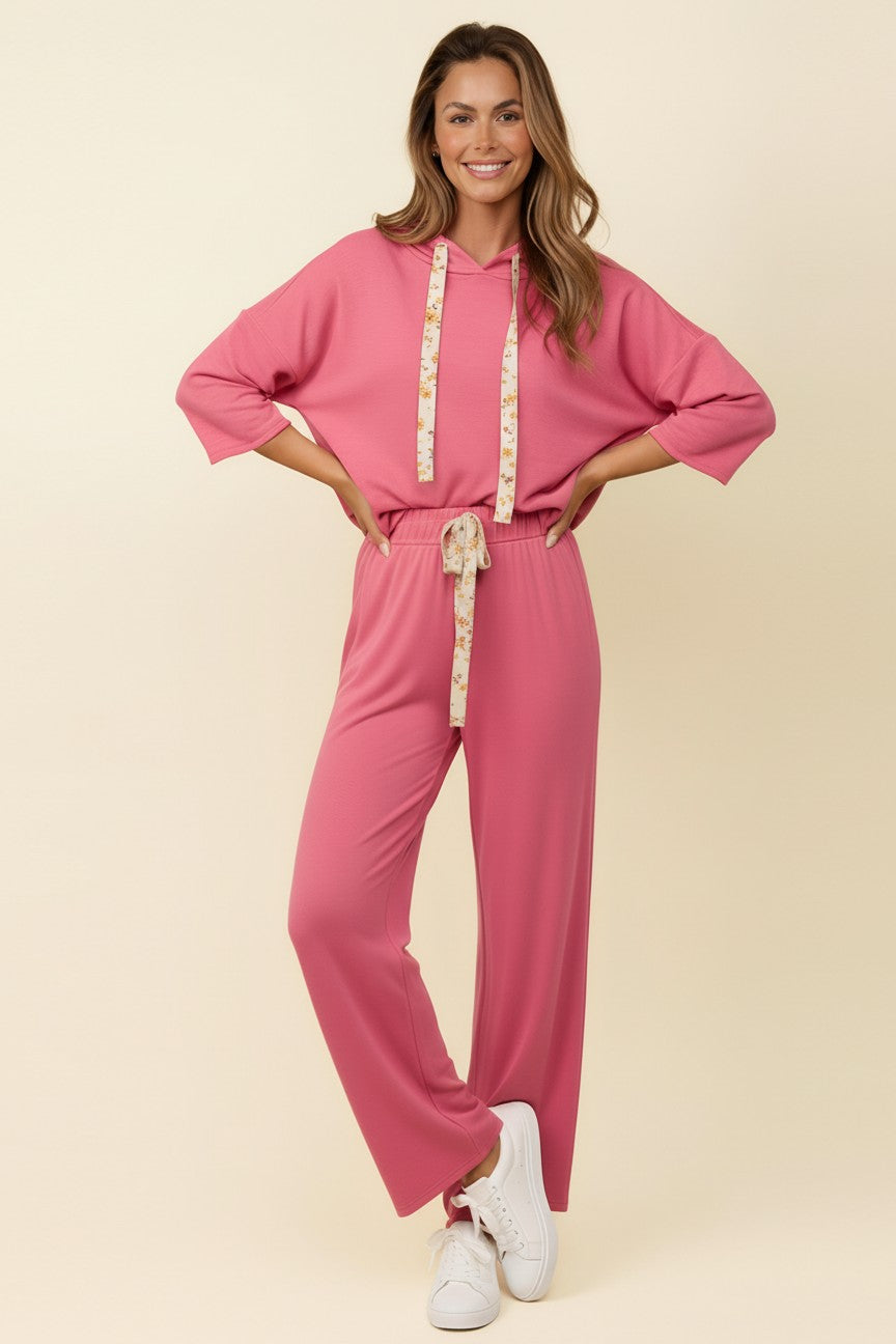 Plus Solid French Terry Loose Fit Lounge Wear Set