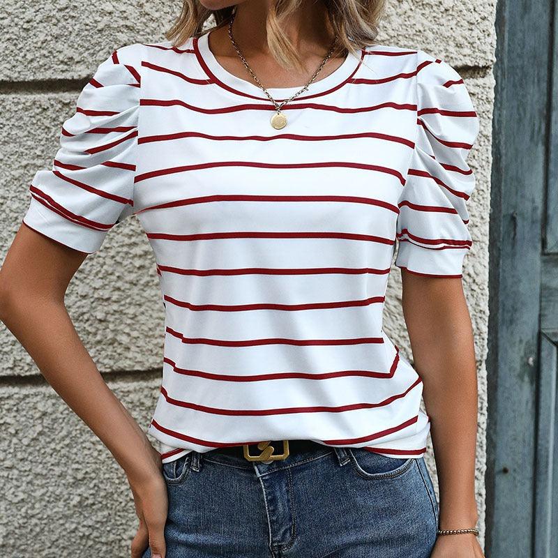 Puff Sleeve Stripes Tee