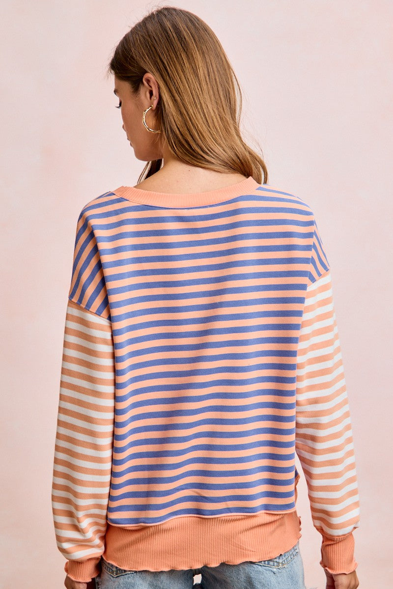Stripe Terry Mix and Match Pullover Top
