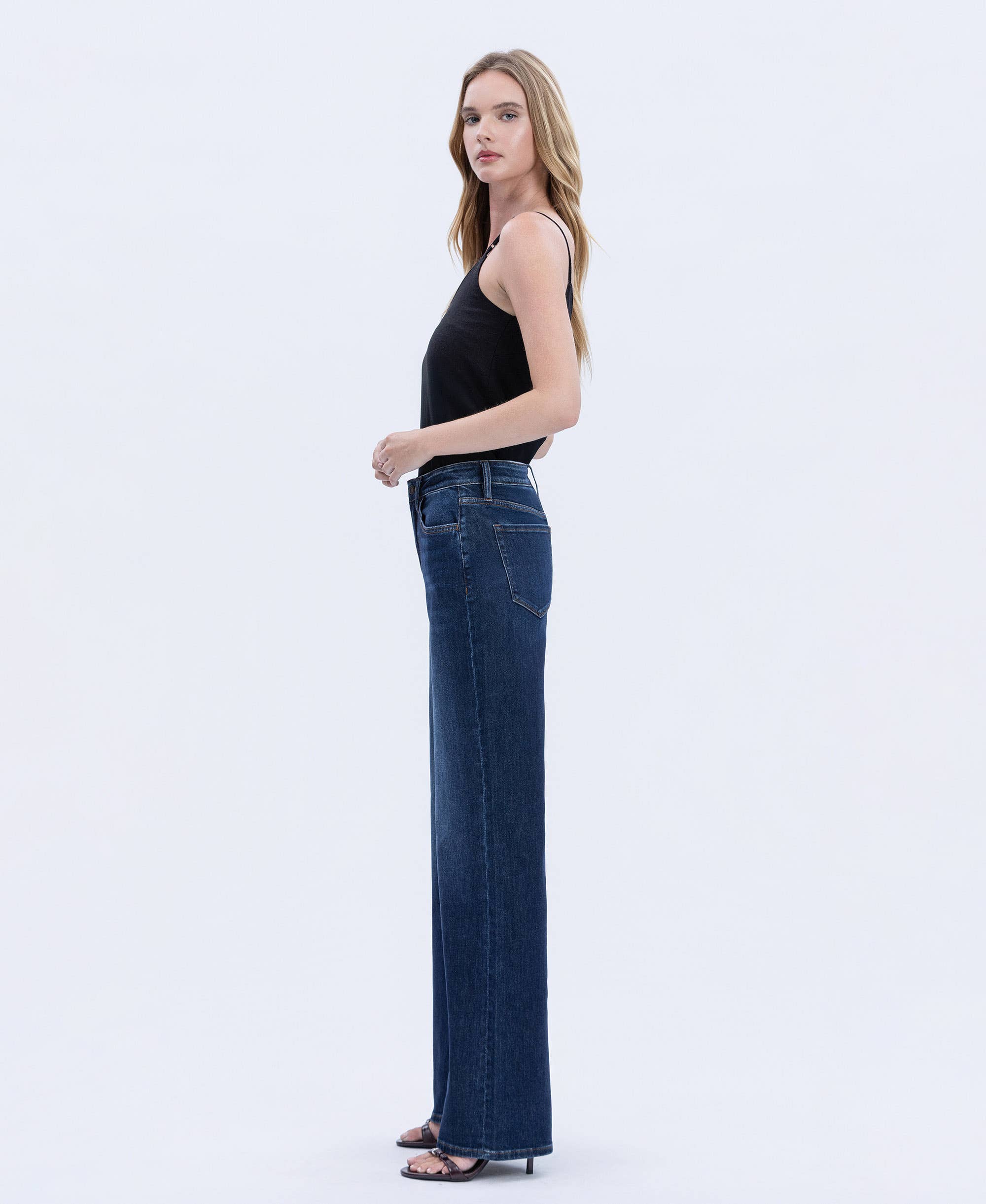 Vervet SUPER HIGH RISE FULL LENGTH DARK WASH WIDE JEANS
