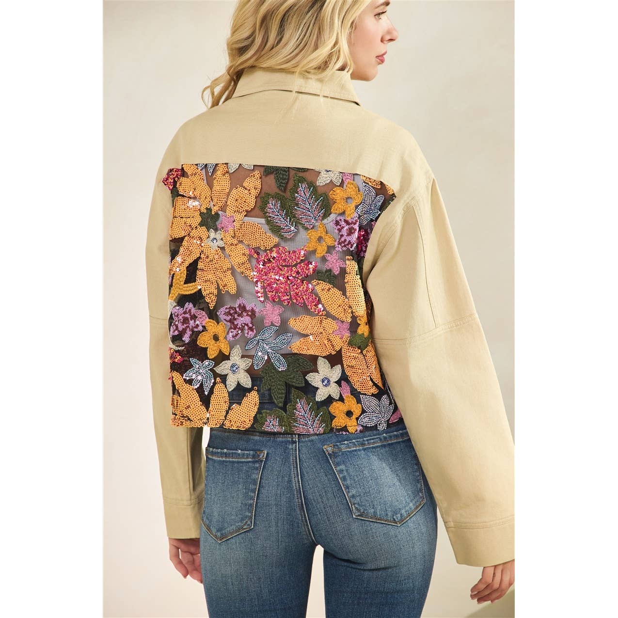 Vervet - Flower Sequins Contrast Jacket