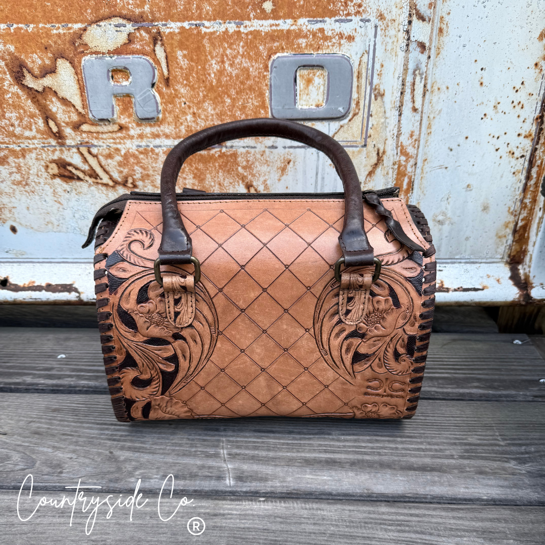 Saddlebrook Tooled Leather Speedy Bag