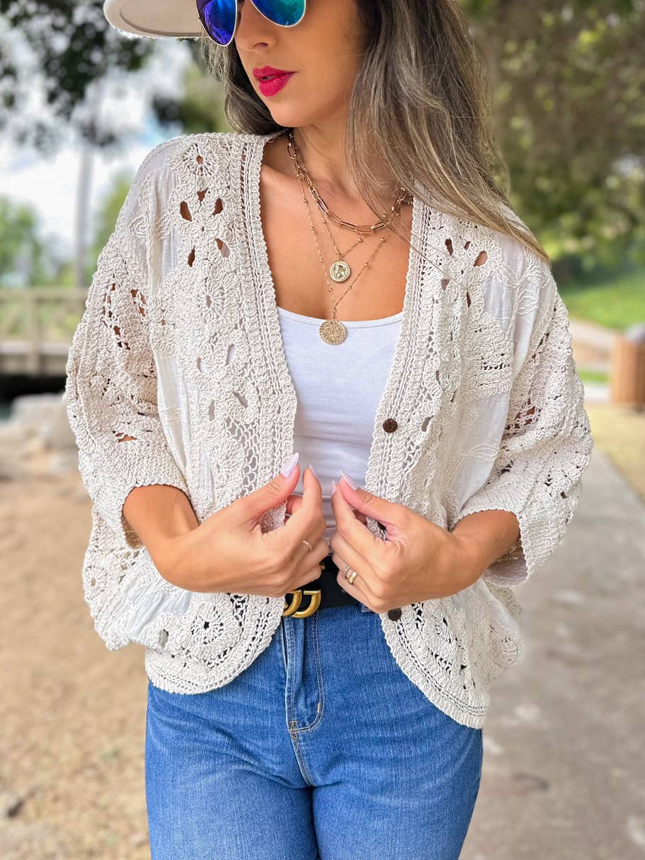 Ivory Crochet Lace Cardigan