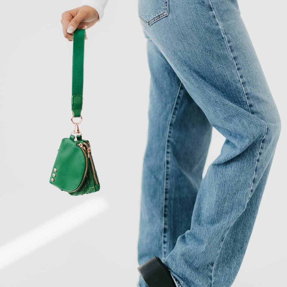 Wonderlust Woven Dual Pouch Wristlet Wholesale