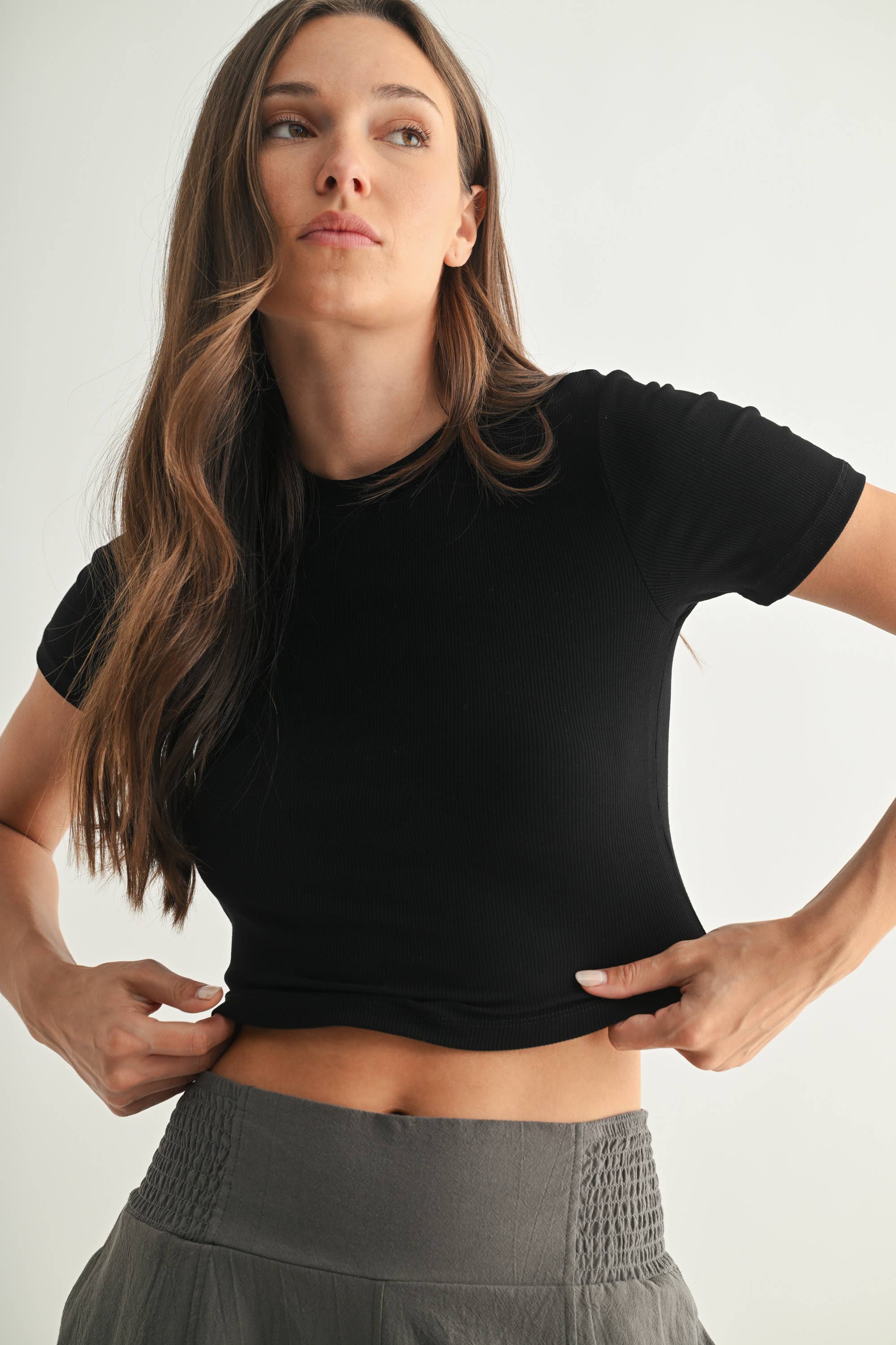 Essential Micro-Ribbed Athleisure Baby Tee