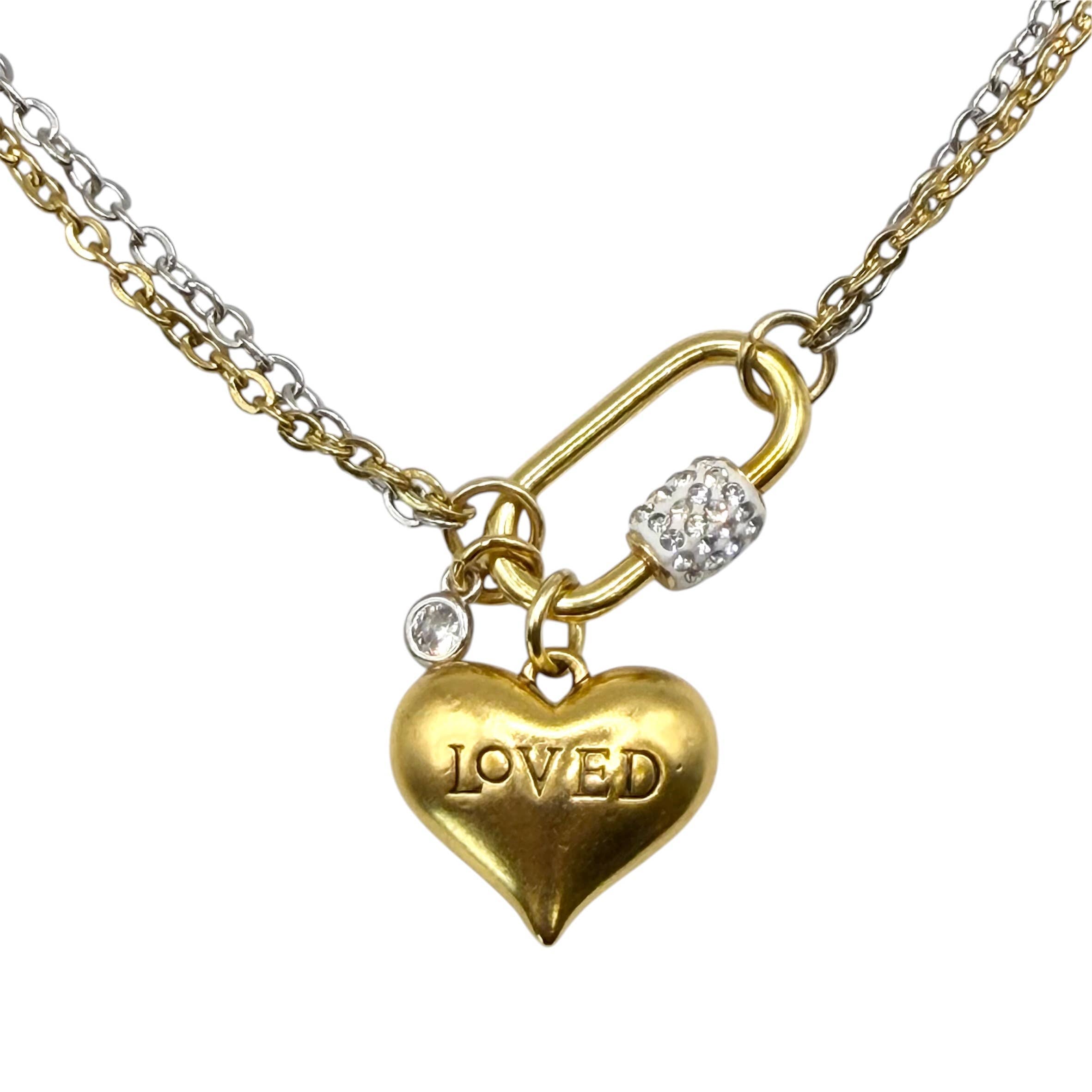 Charm necklace removable charms stainless steel mixed metal 