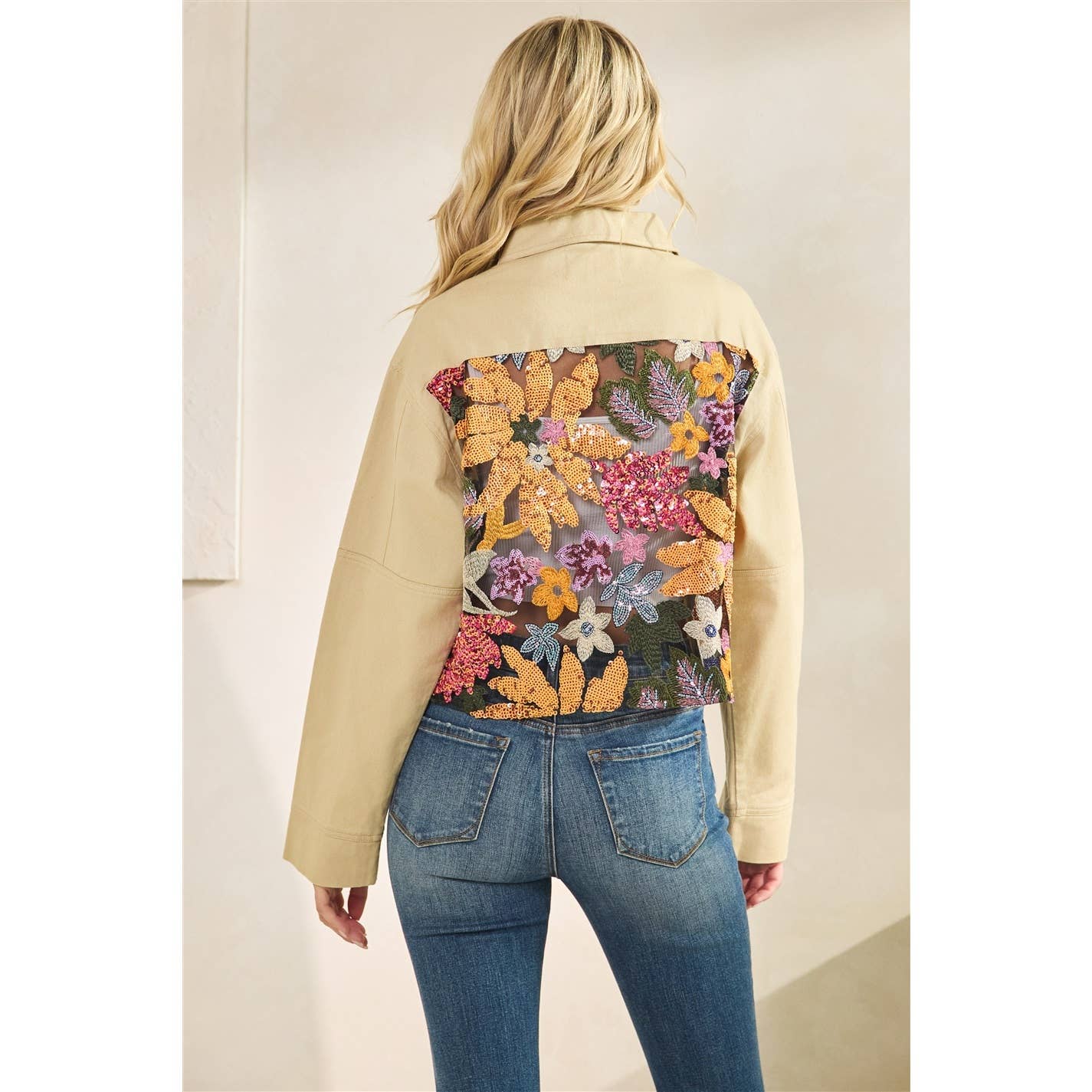 Vervet - Flower Sequins Contrast Jacket
