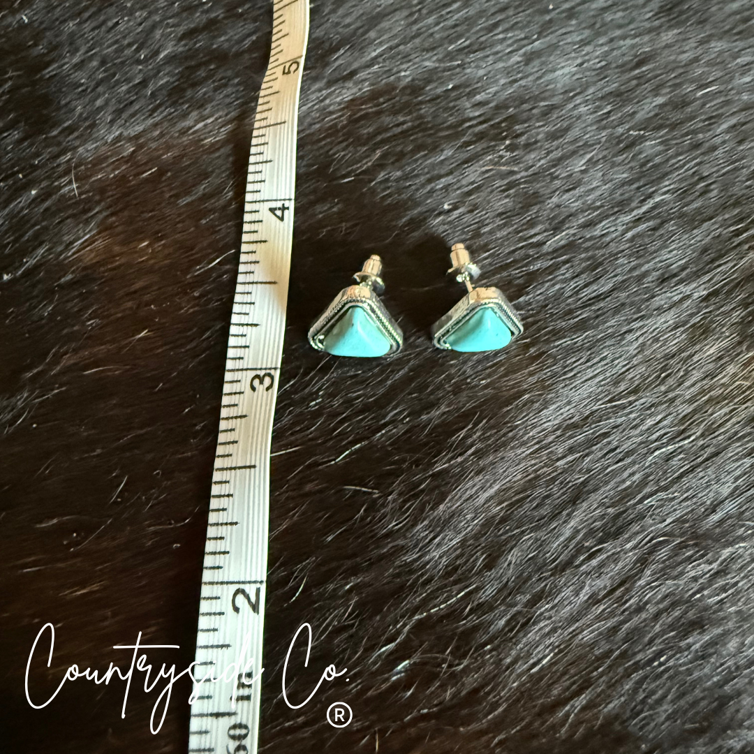 Turquoise Stud Triangle Earrings