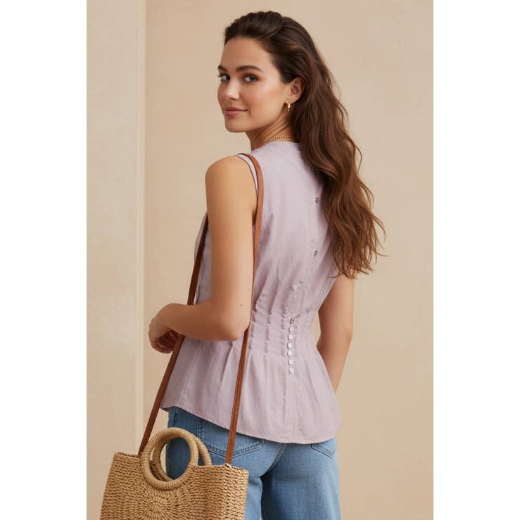 Pleated Peplum Sleeveless Top