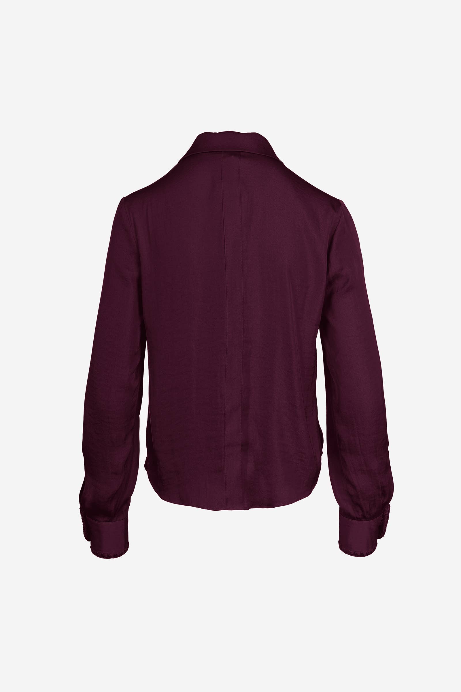 Blanket-stitch Cuff Button Up Cropped Blouse