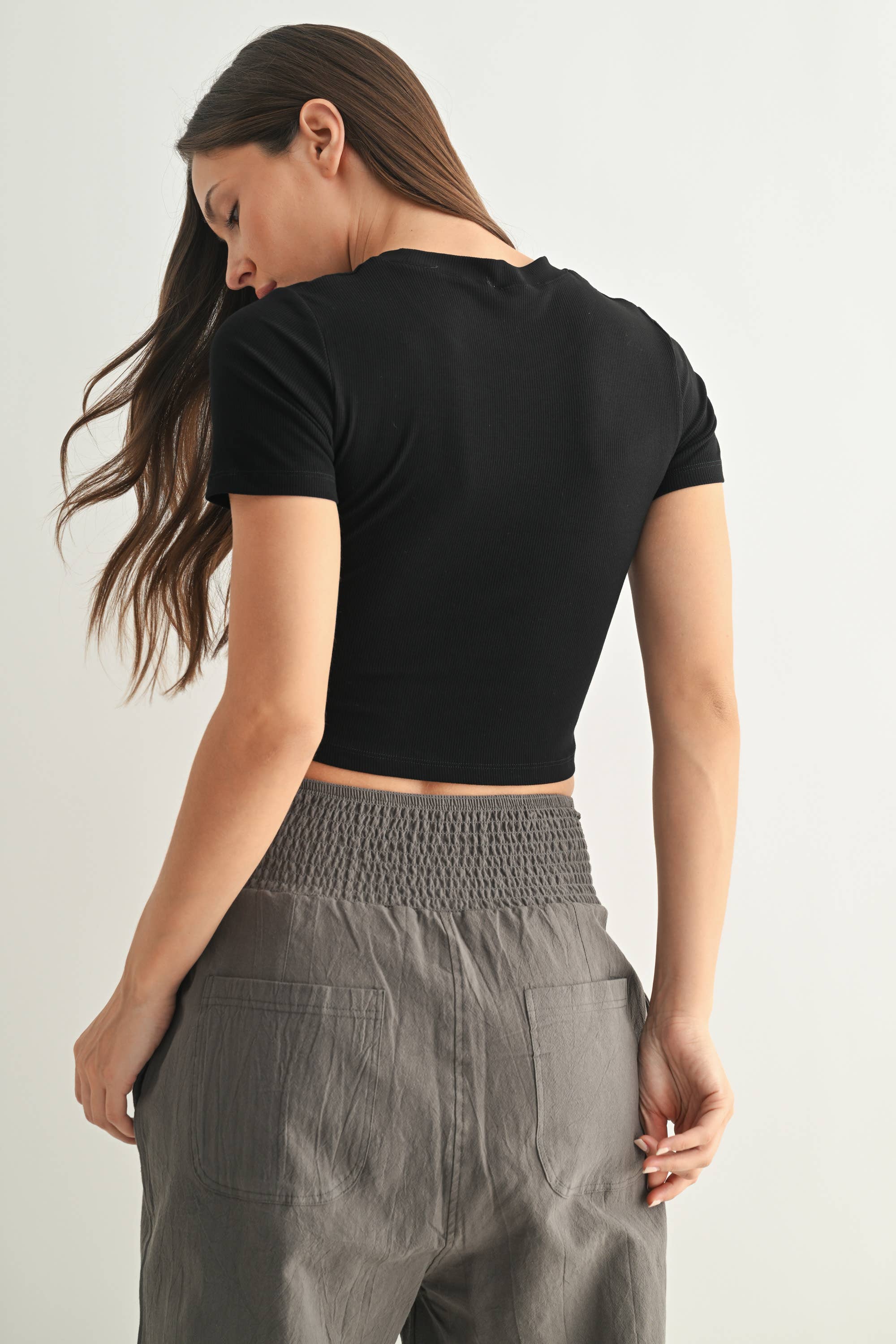 Essential Micro-Ribbed Athleisure Baby Tee