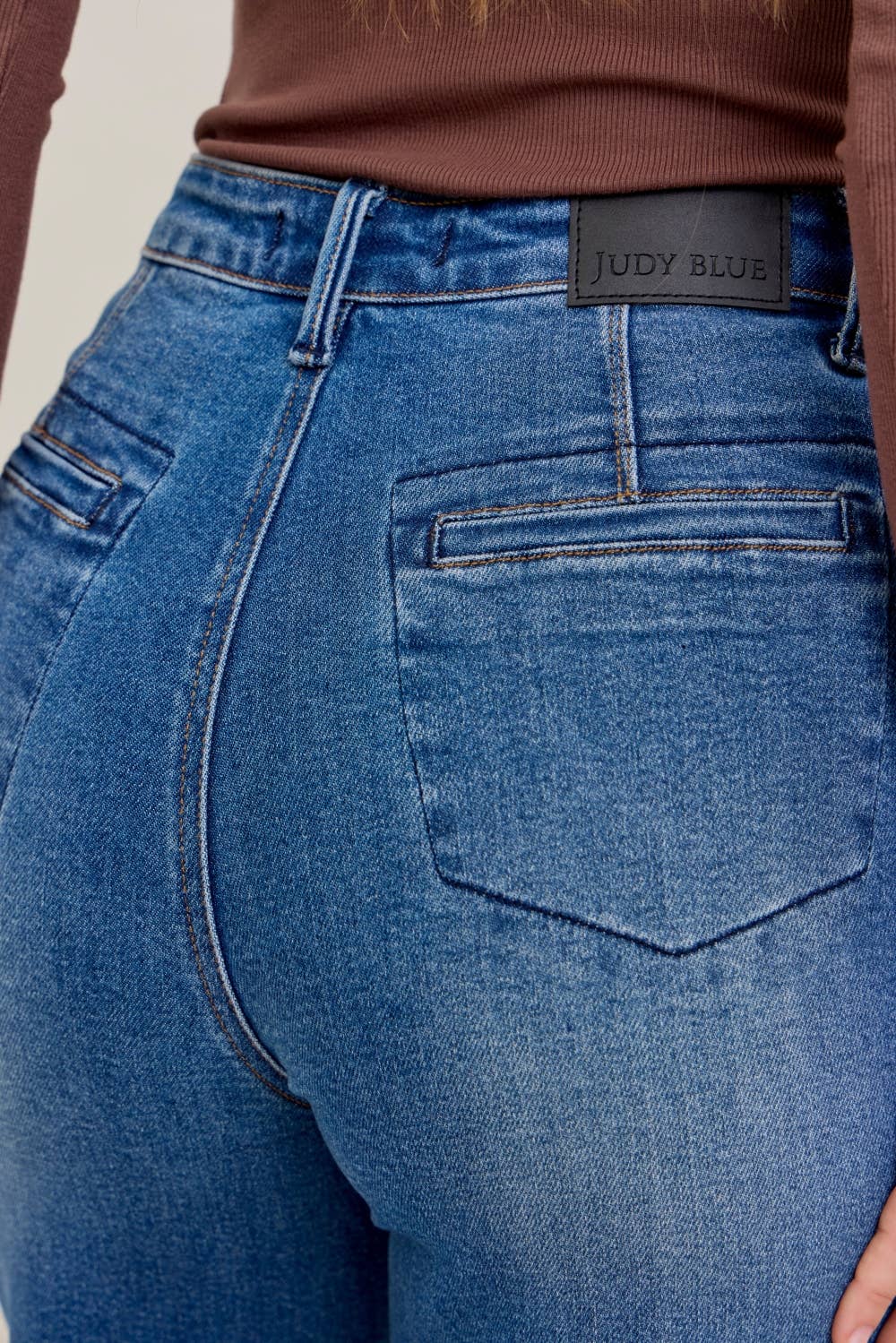 Judy Blue HW Column Straight Button-Fly & Back Welt Pkts