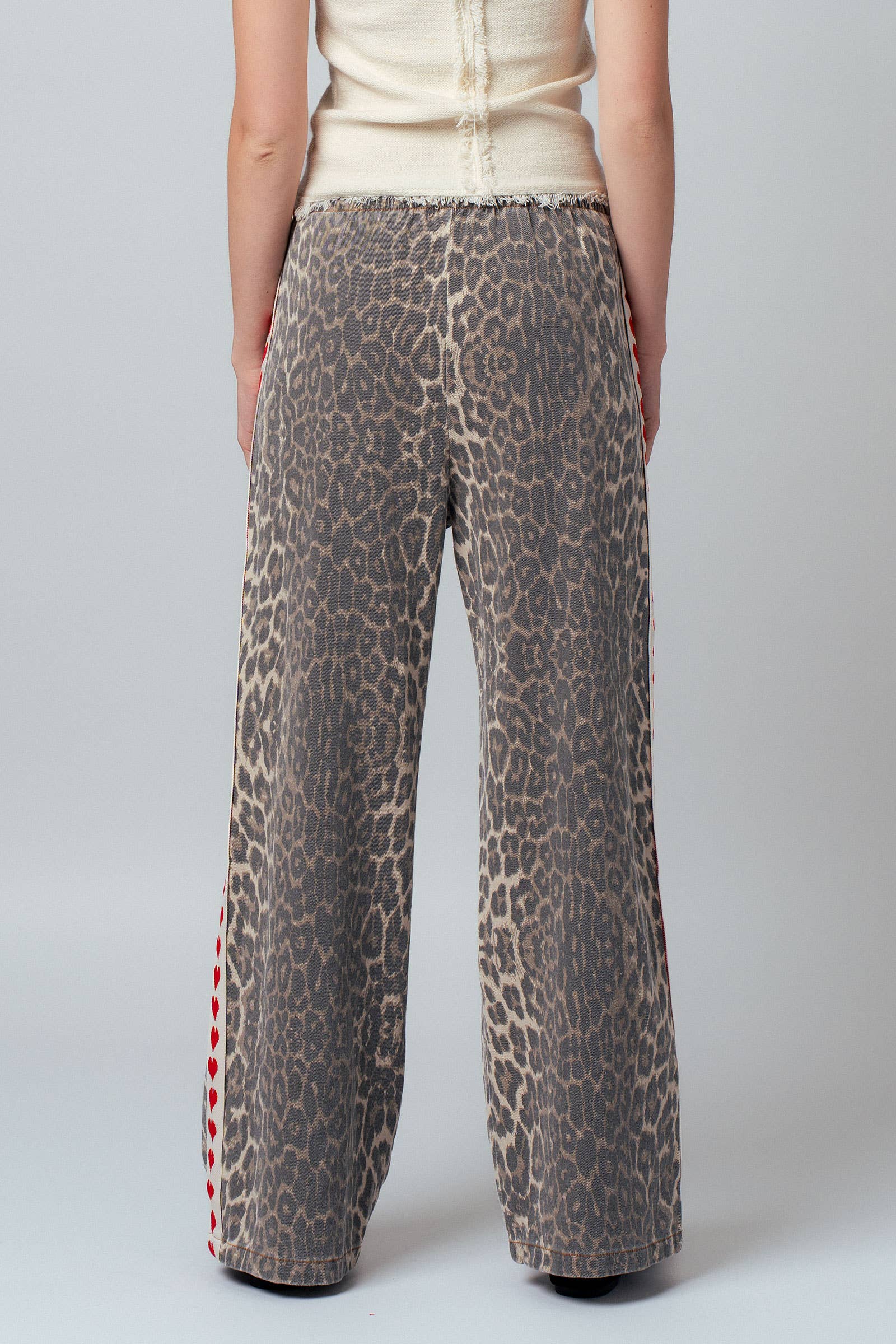 Leopard Print Heart Side Stripe Lounge Pants