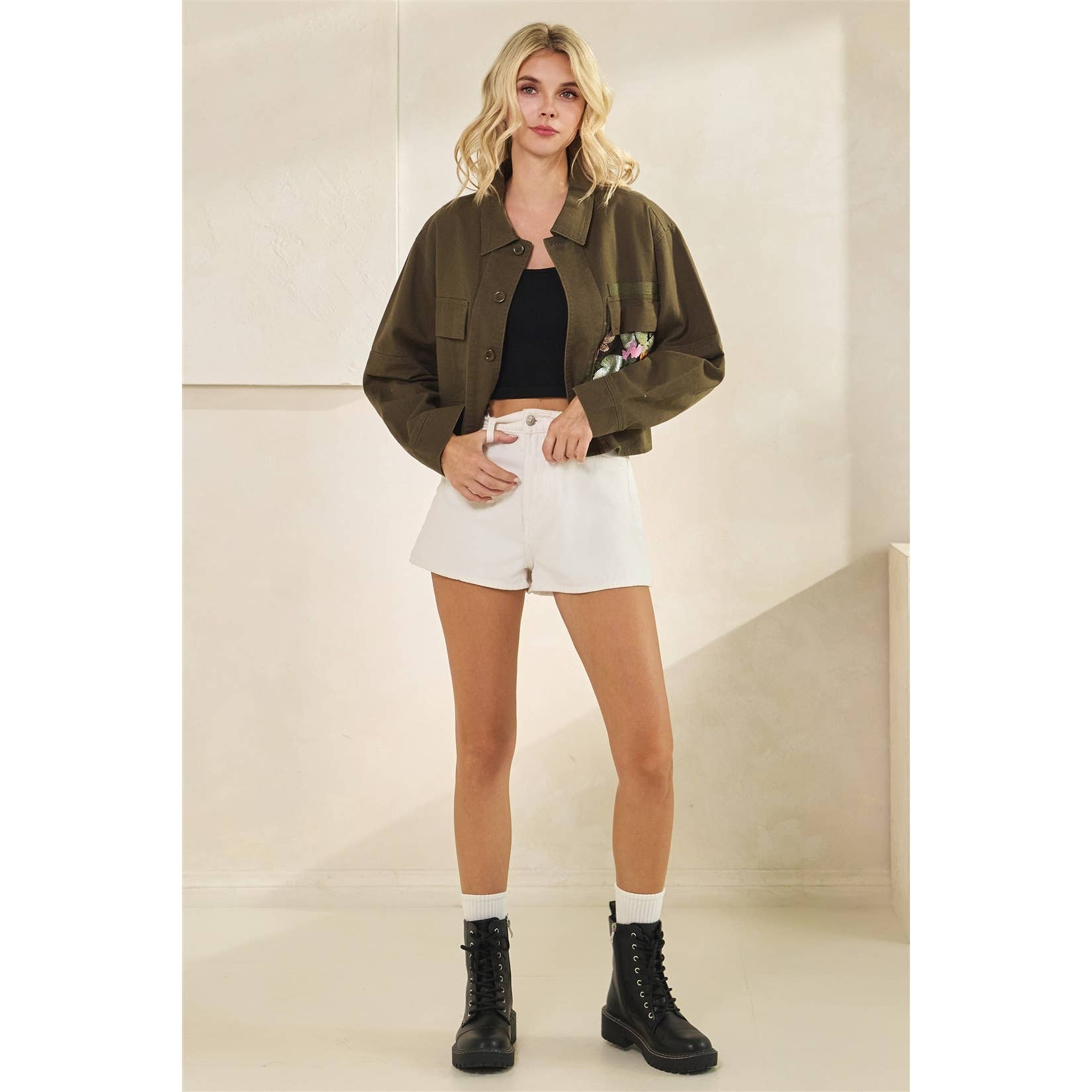 Vervet - Flower Sequins Contrast Jacket