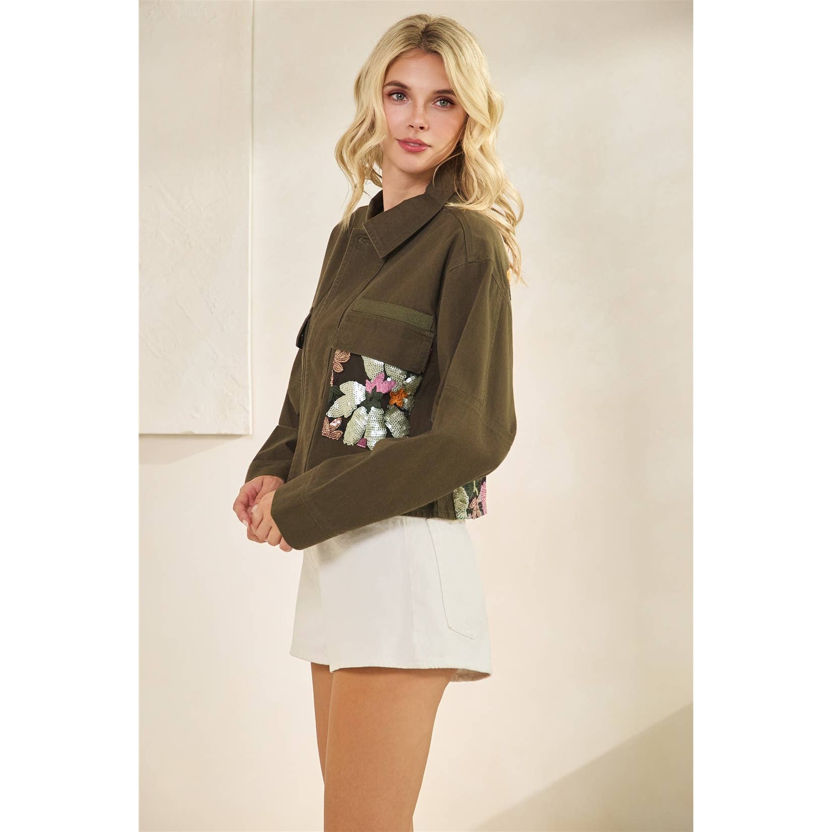 Vervet - Flower Sequins Contrast Jacket