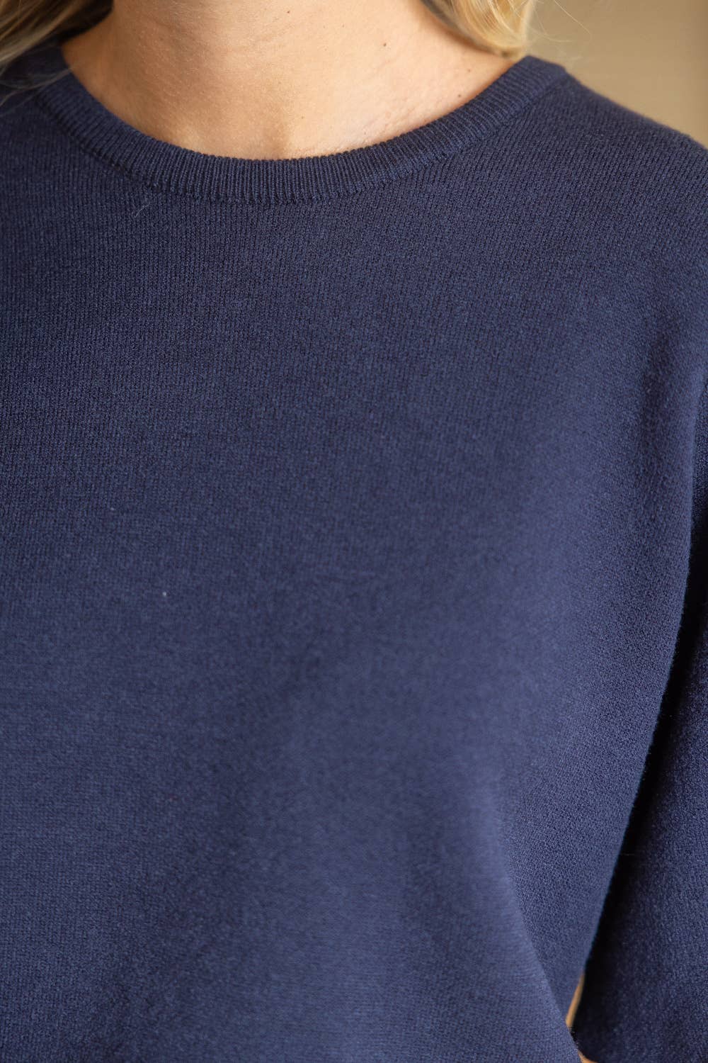 Solid Knit Short Bubble Sleeve Top