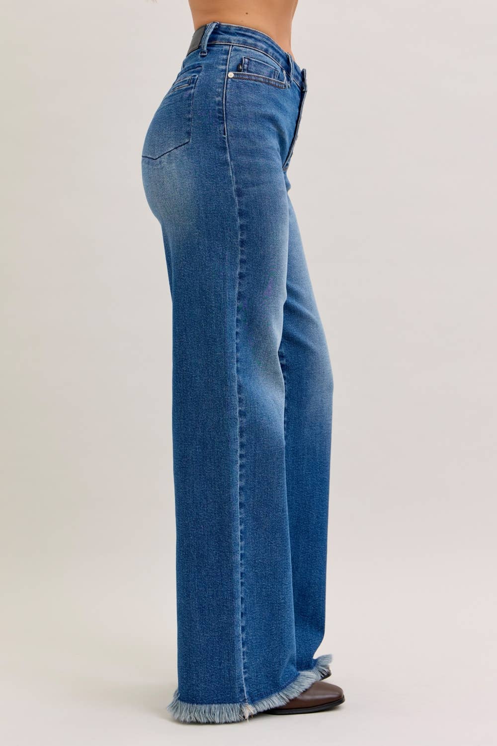Judy Blue HW Column Straight Button-Fly & Back Welt Pkts